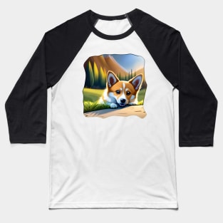 Corgi sun bathing Baseball T-Shirt